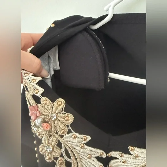 Vintage Cactus brand embellished Black Top women’s size Large - Picture 6 of 7